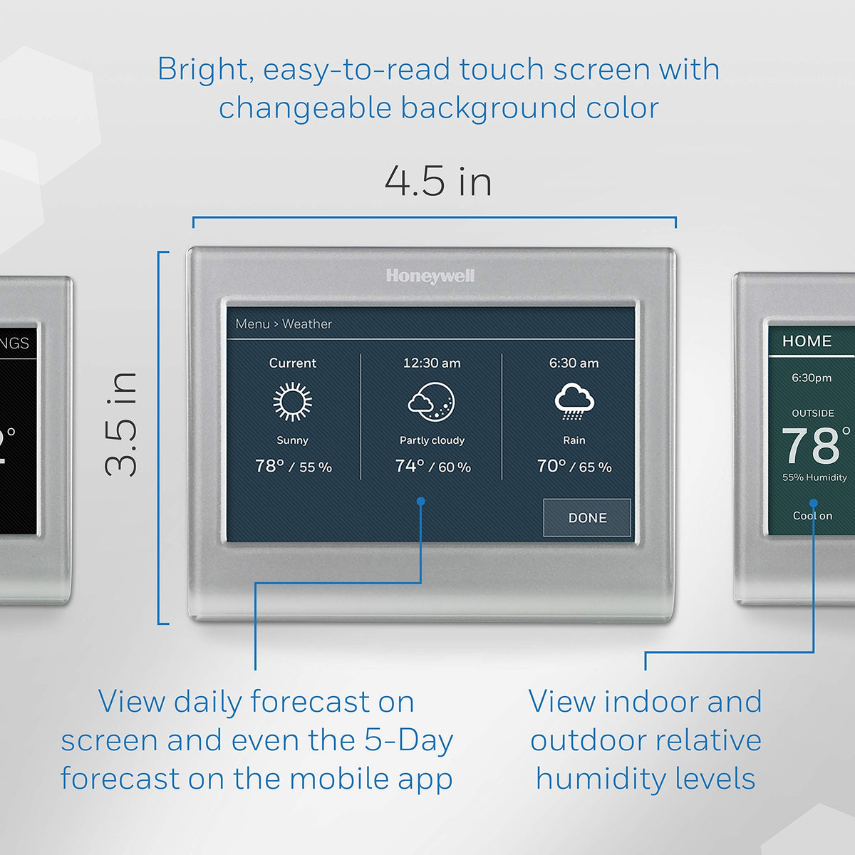 RTH9585WF1004 app control enables remote temperature management from anywhere.