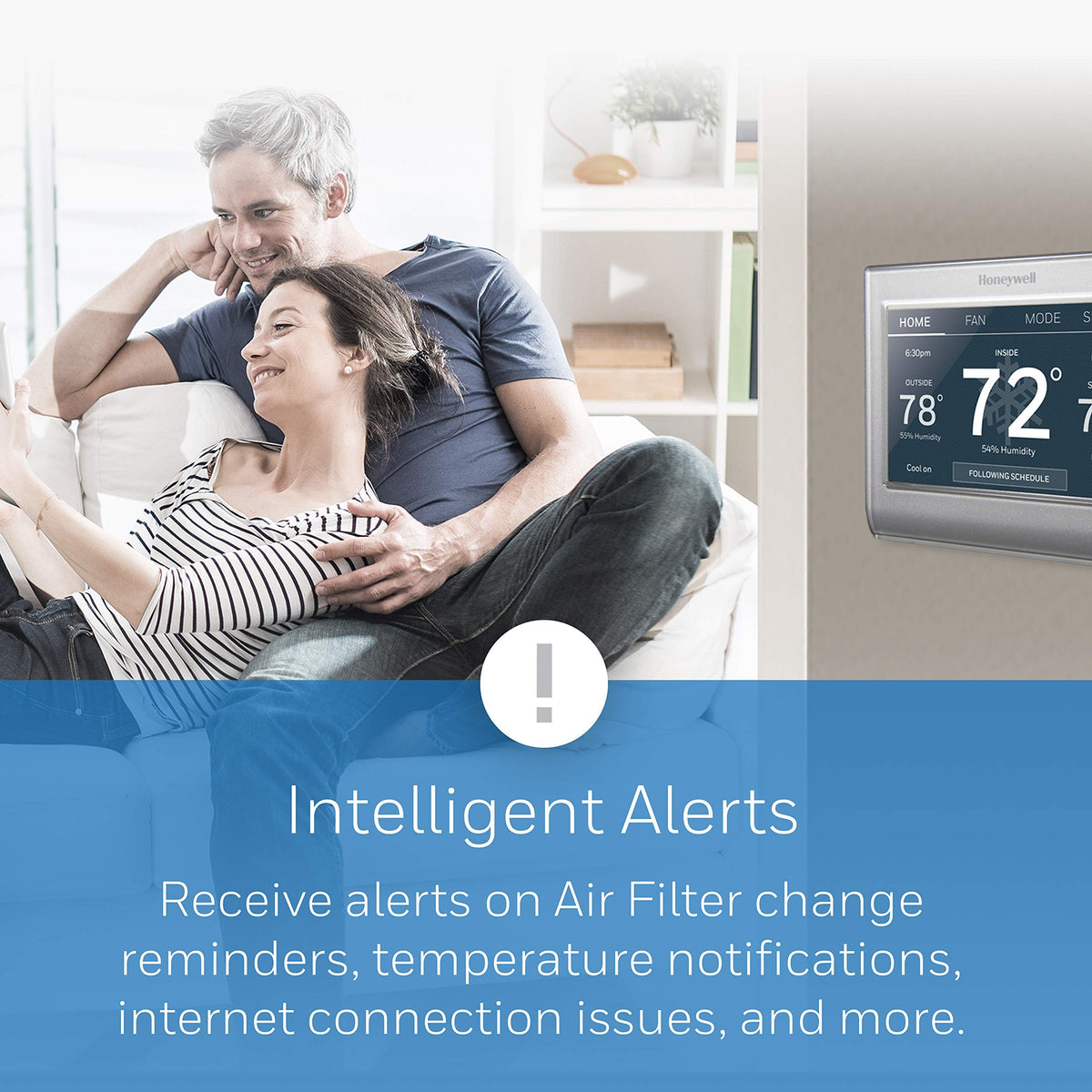 Honeywell Home thermostat color customization helps match your room style.