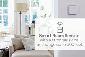 Honeywell Home Smart Room Sensor detects occupancy and humidity for focused comfort.