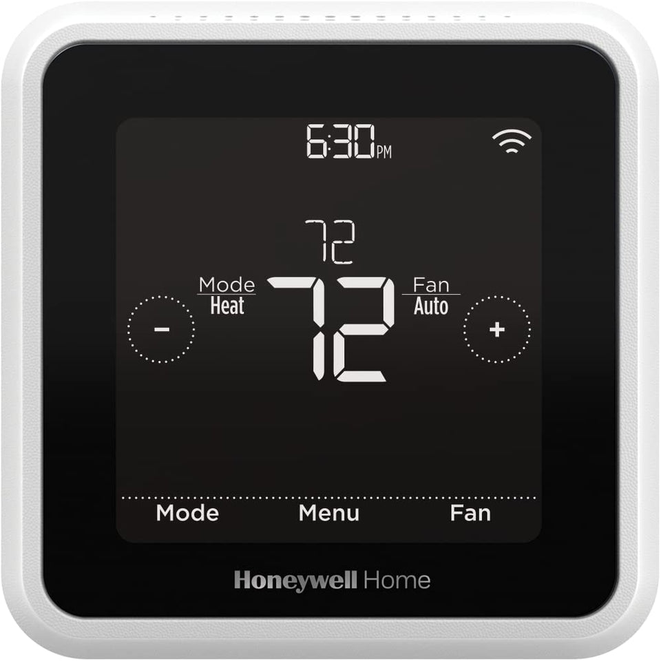 Honeywell Home T5 thermostat front view with intuitive touchscreen for easy scheduling.