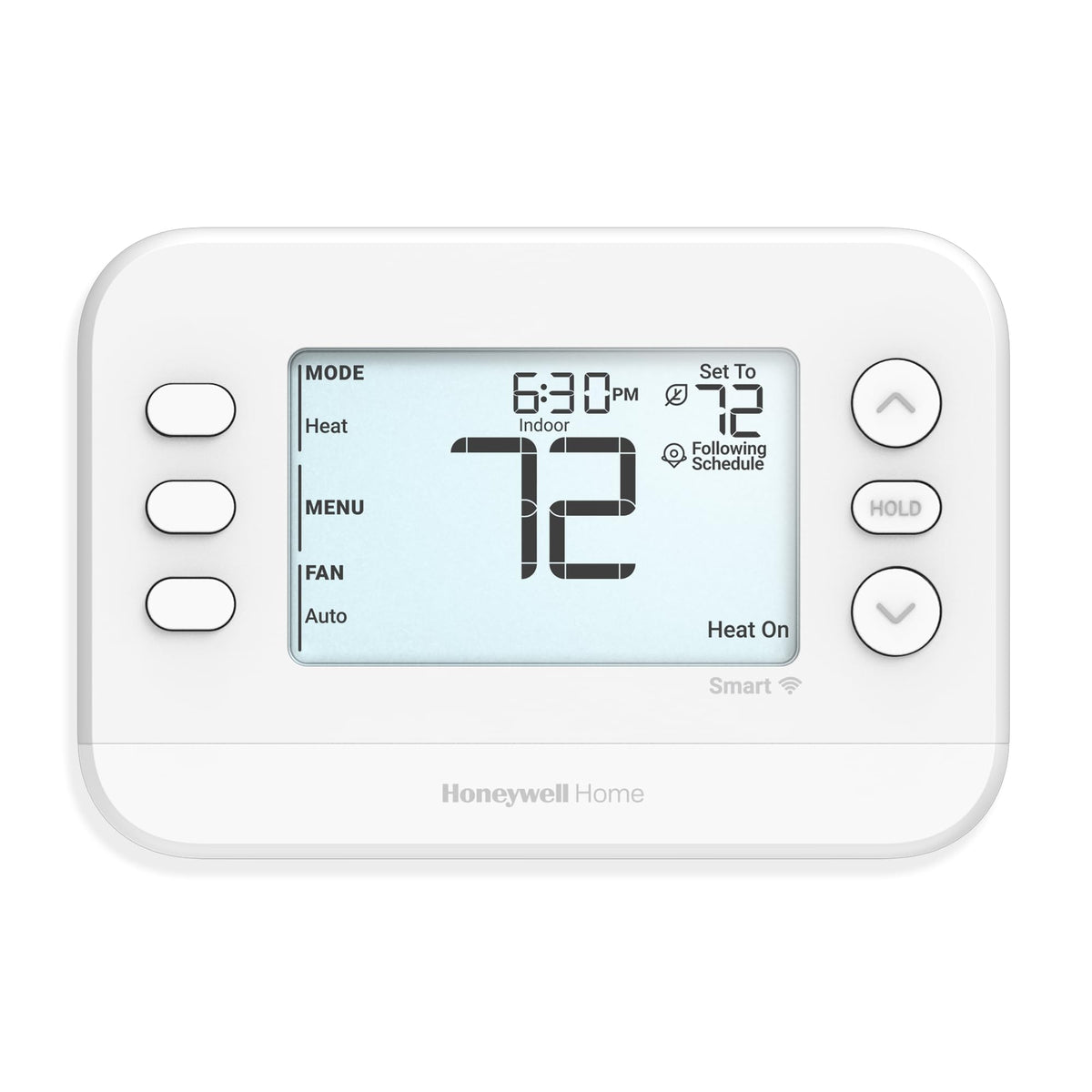 Honeywell Home X2S thermostat front view in white, elegant and compact for any room