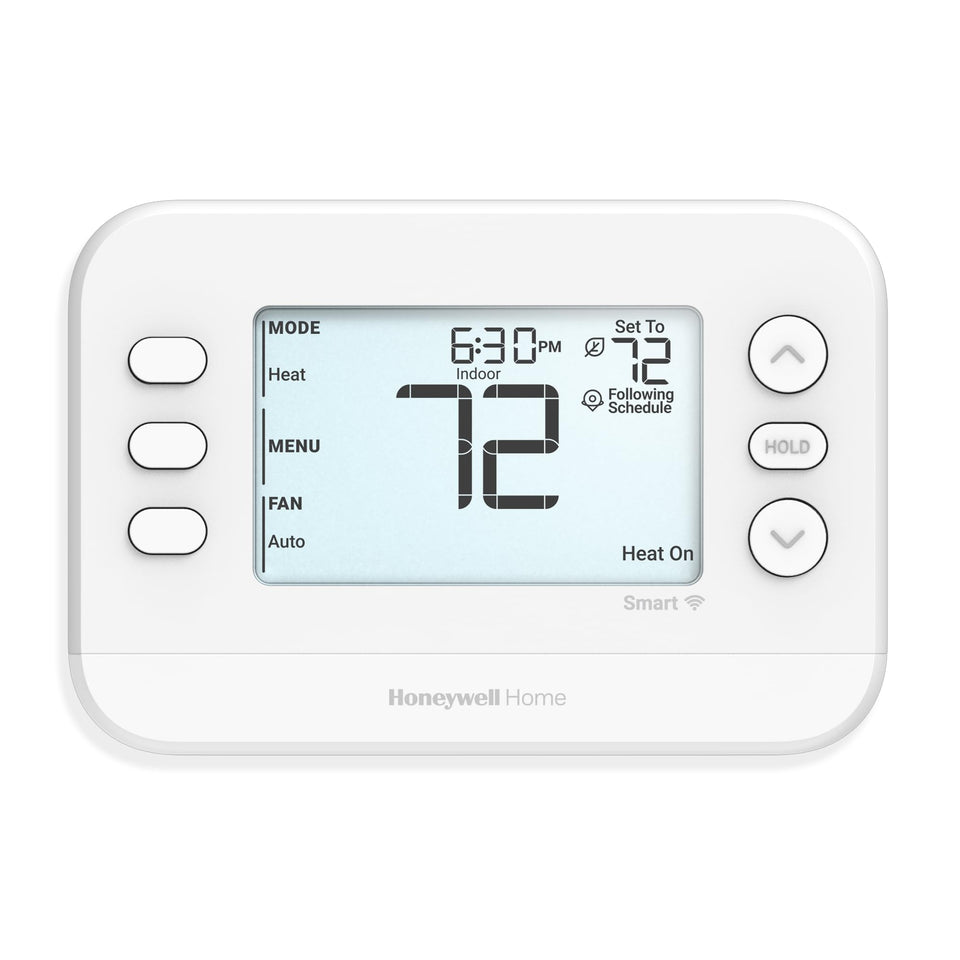 Honeywell Home X2S thermostat front view in white, elegant and compact for any room