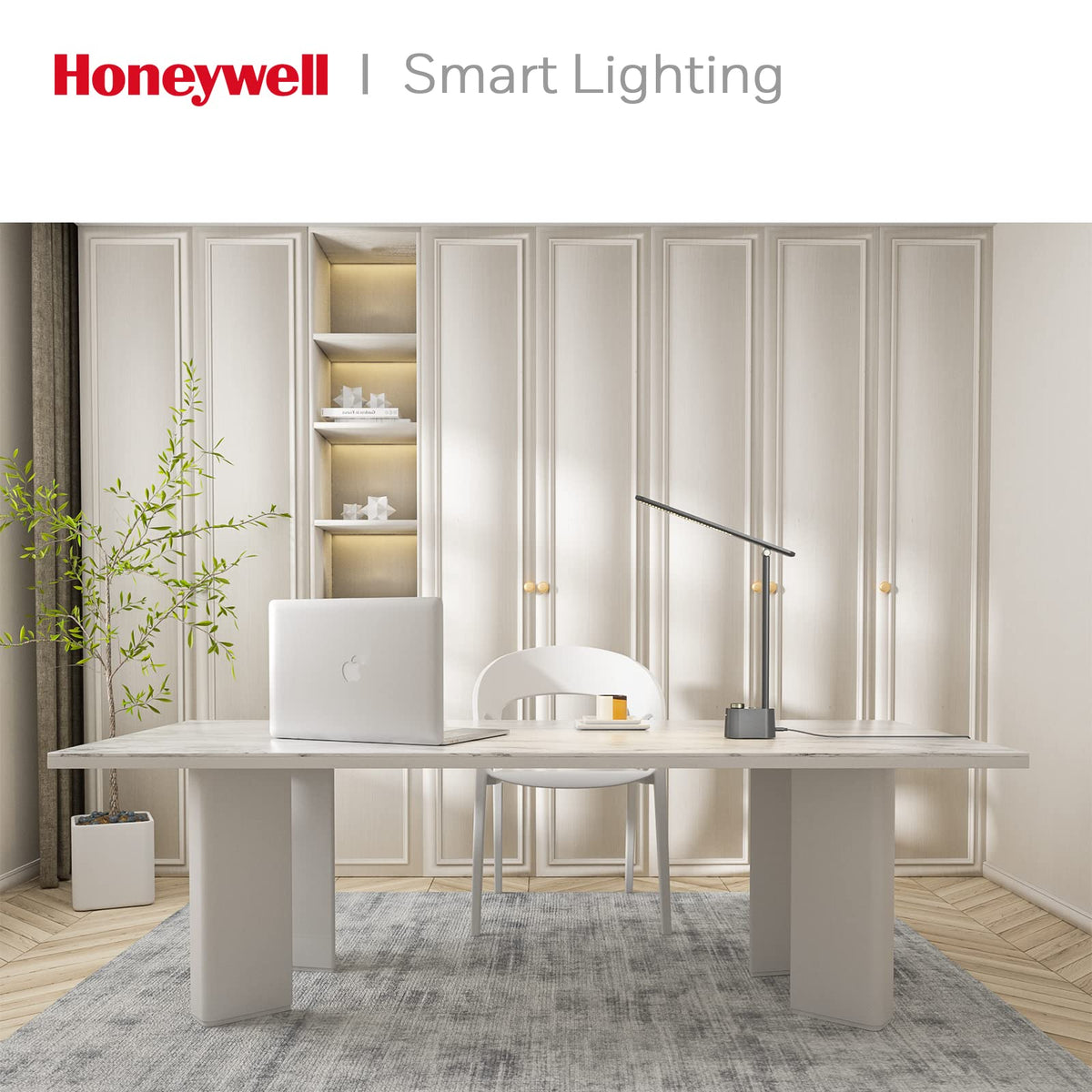 Honeywell HWT-H01 gray Sunturalux finish adds modern desk style.