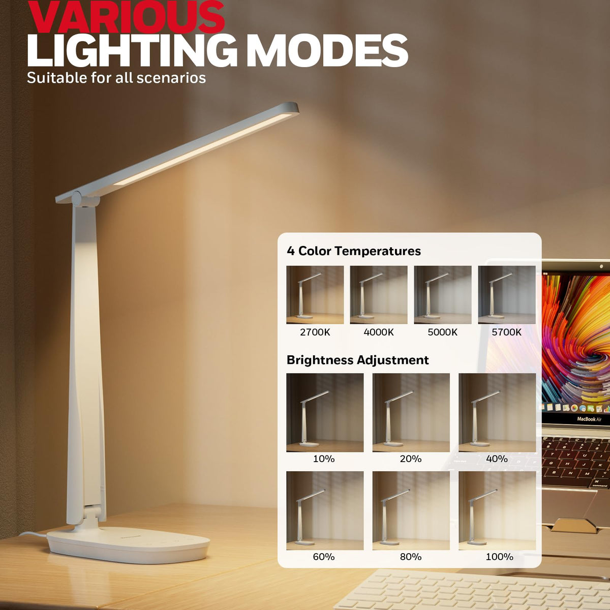 Honeywell HWT-H2 four color modes for study, work, reading, and relaxation