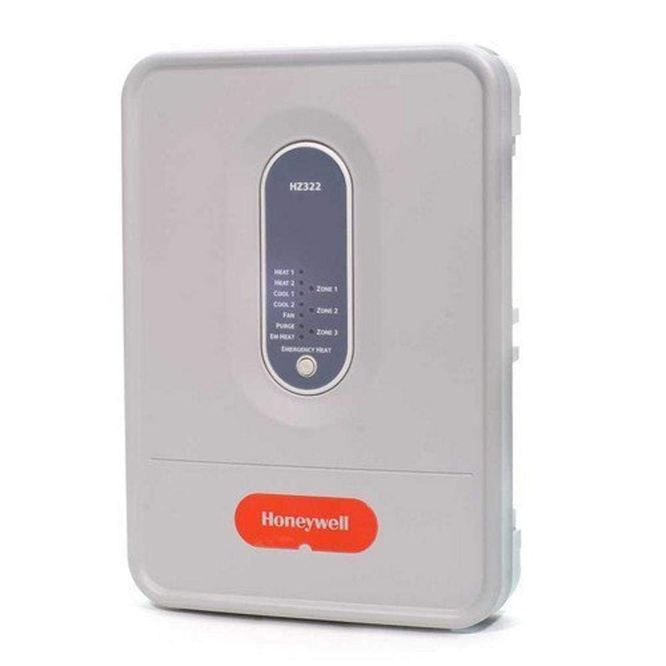 Honeywell HZ322 TrueZONE panel front view with intuitive setup display for quick, clean installation
