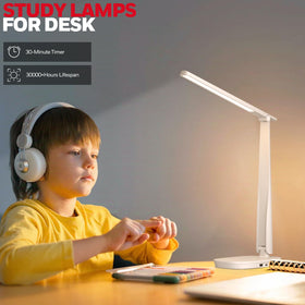 Honeywell LED desk lamp four color modes offer warm to cool task lighting.
