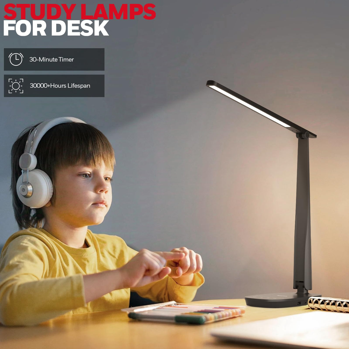 Honeywell LED Desk Lamp fits small desks or bedside tables with its compact design.