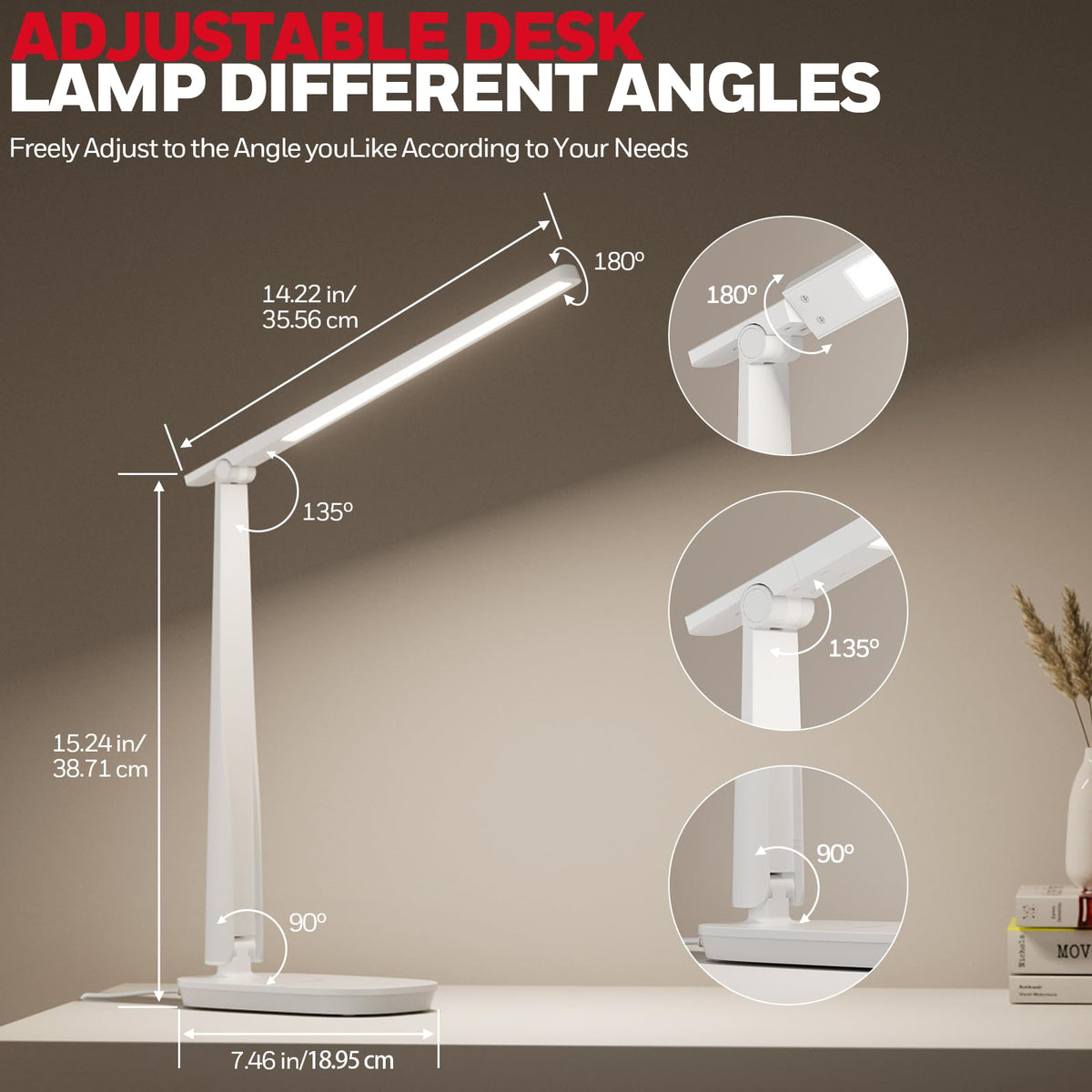Honeywell LED desk lamp foldable base saves space on small desks.