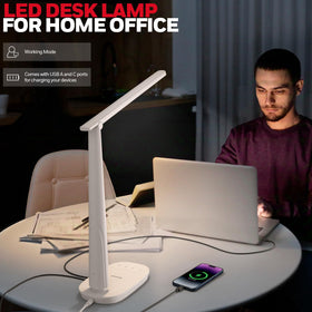 Honeywell LED desk lamp rotating head demonstrates flexible light direction for tasks.