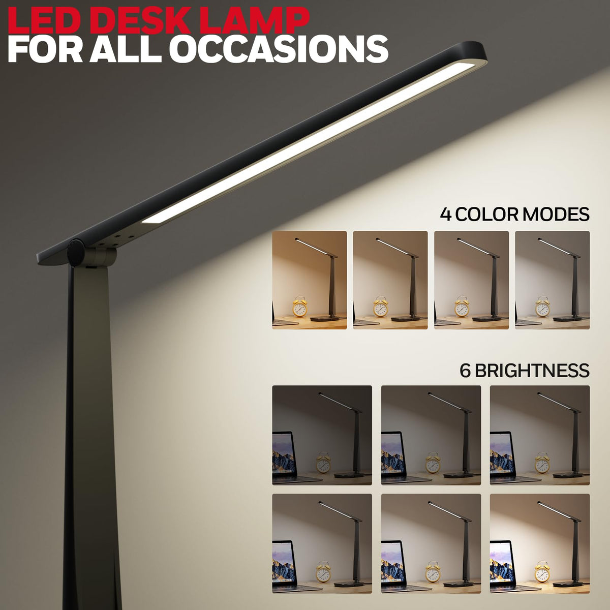 Honeywell LED Desk Lamp tilting head for precise light direction.