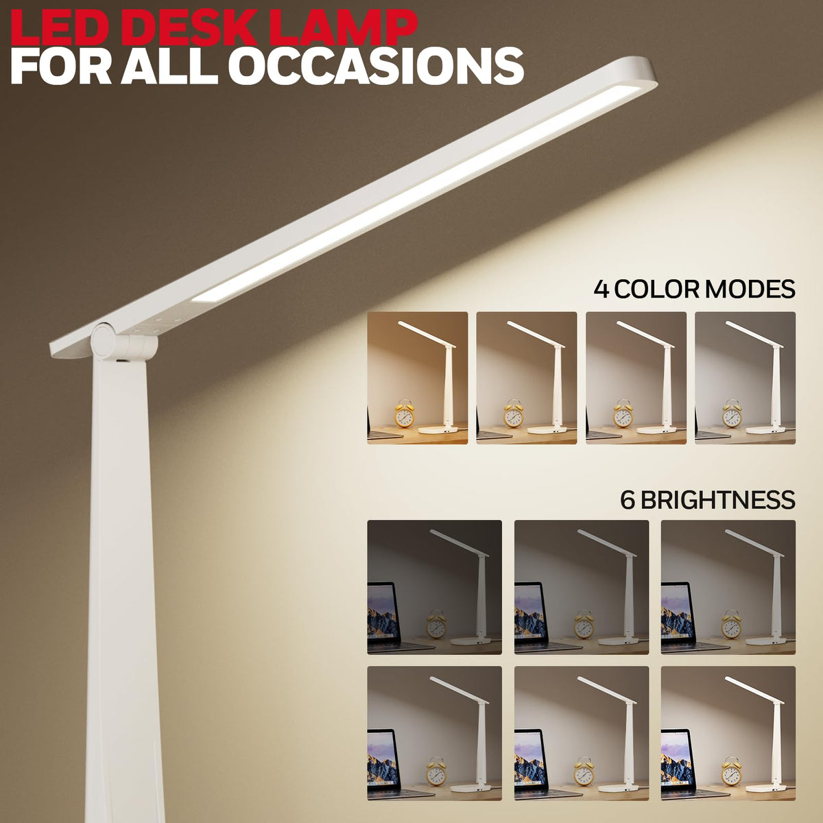Honeywell LED desk lamp touch-control close-up highlighting easy brightness adjustments.
