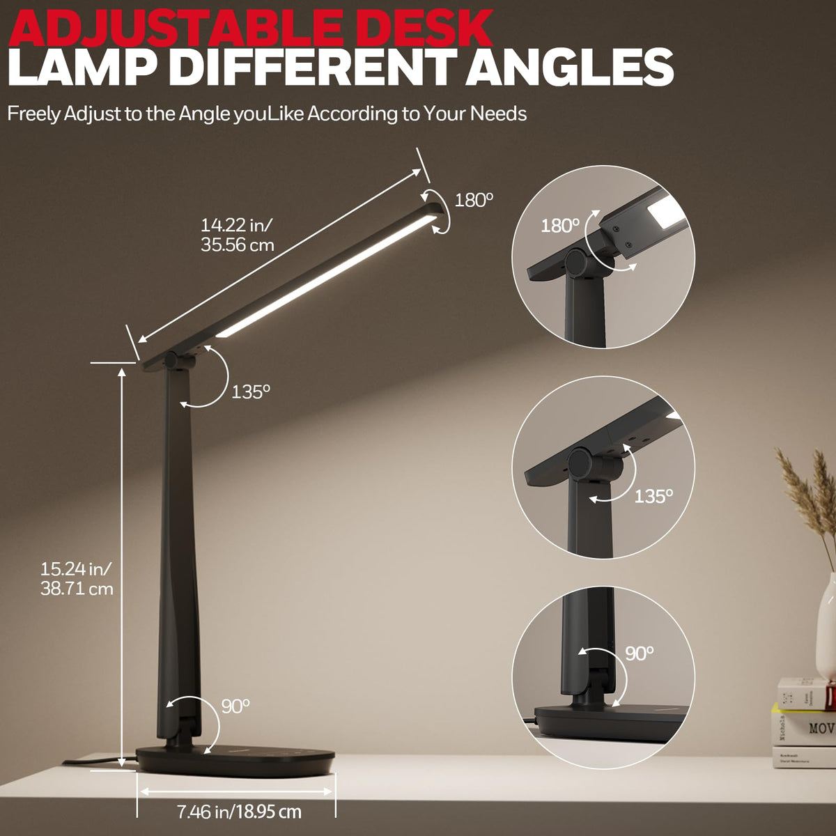 Honeywell LED Desk Lamp USB ports charge devices while you work.
