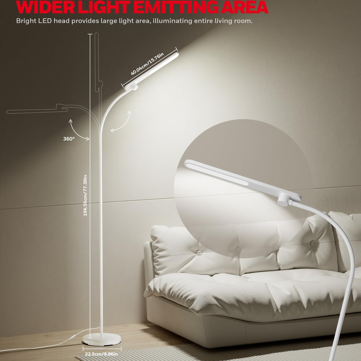 Honeywell LED floor lamp dimmable stepless controls ambient brightness for any moment.