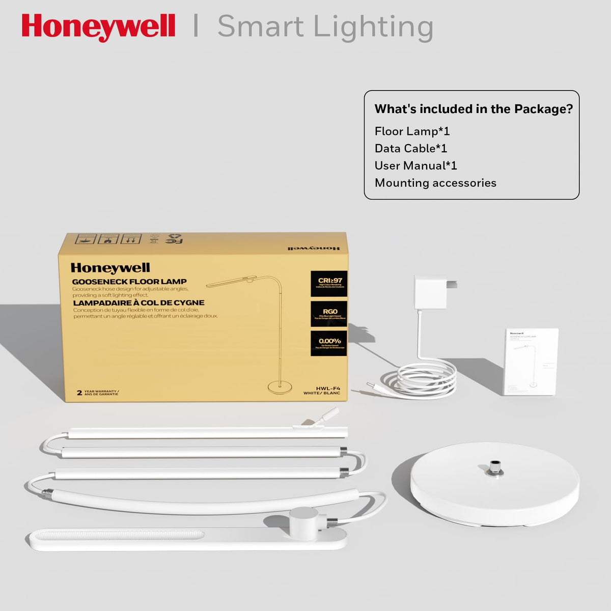 Honeywell LED floor lamp ideal for living room or office tasks.