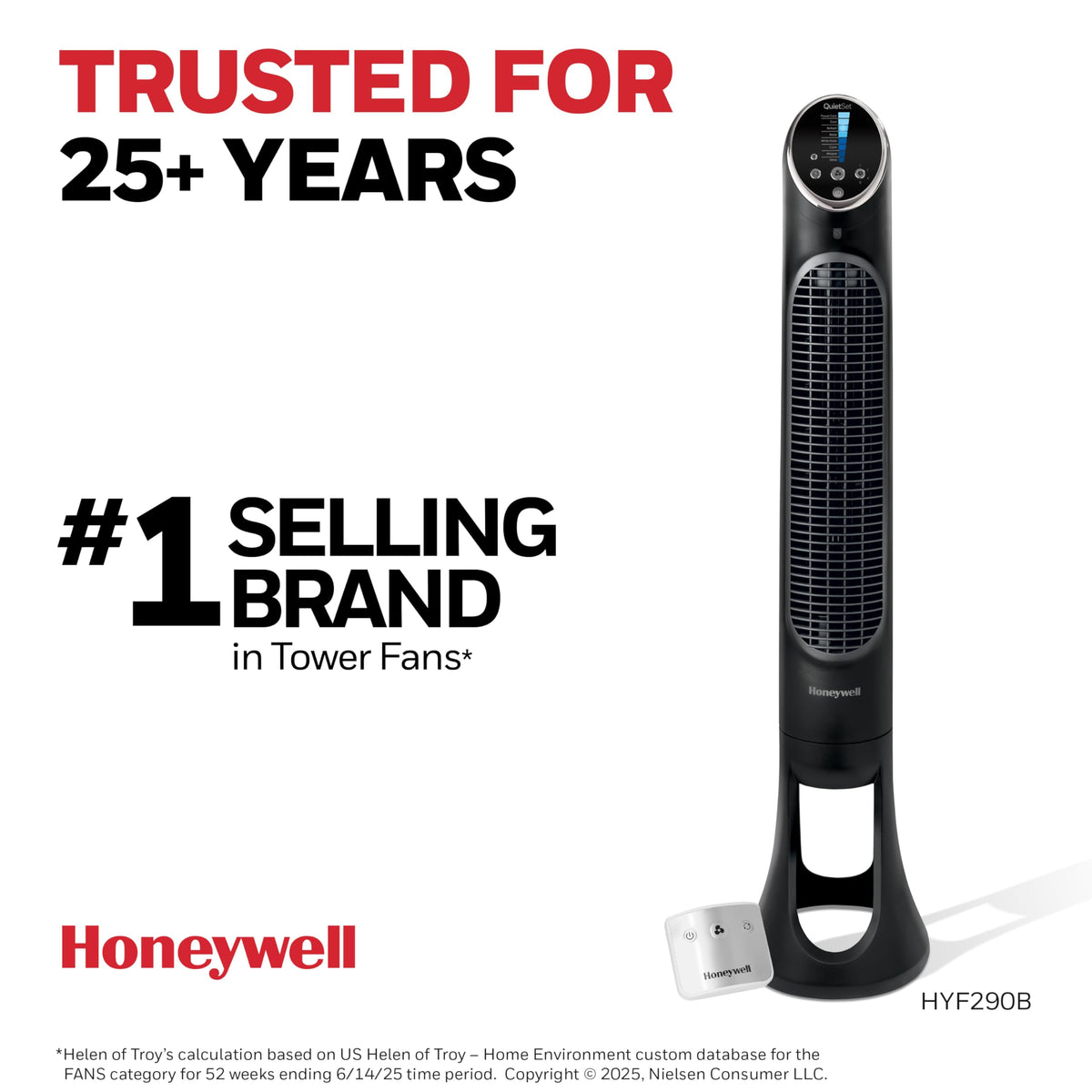 1-year warranty and fused safety plug on Honeywell QuietSet tower fan