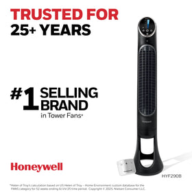 1-year warranty and fused safety plug on Honeywell QuietSet tower fan