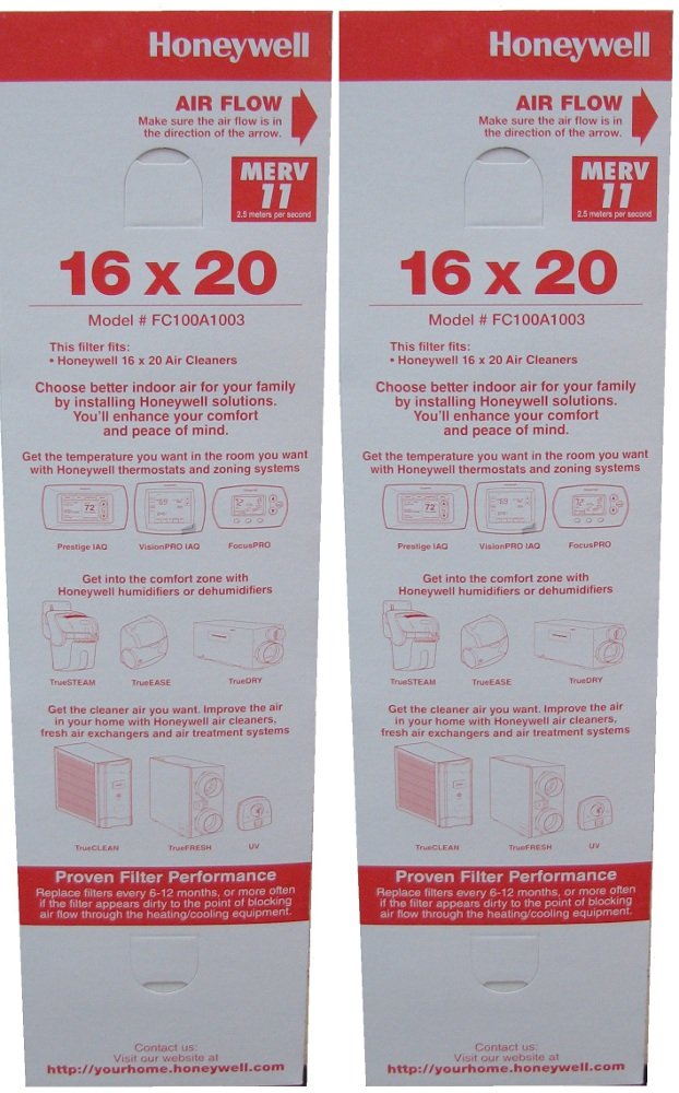 Honeywell FC100A1003 pleated replacement media for 16x20x4, compatible with F100/F200 cleaners