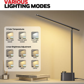 Honeywell Sunturalux LED Desk Lamp foldable design saves desk space.