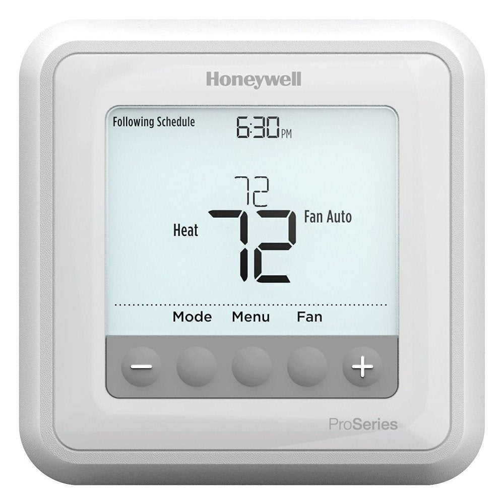 Honeywell TH6210U2001/U thermostat backlit display for easy programming and visibility.