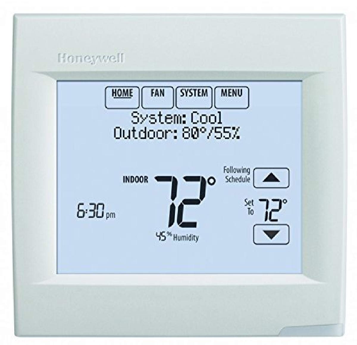 Honeywell TH8321WF1001 touchscreen thermostat display enables easy remote comfort control