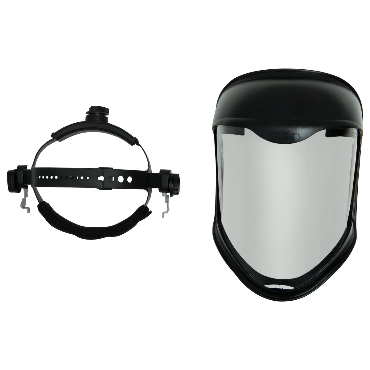 Clear polycarbonate visor provides high optical clarity for accurate task execution.
