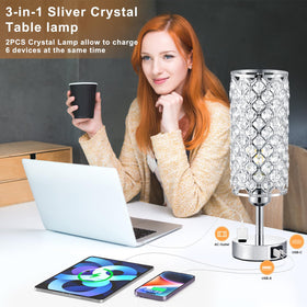 Hong-in lamps with USB-C USB-A and AC outlet charging station.