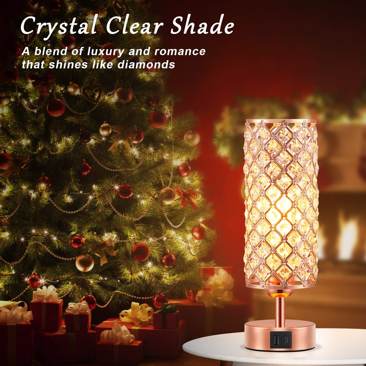 Hong-in crystal lamp with 3-way touch dimming for easy brightness control