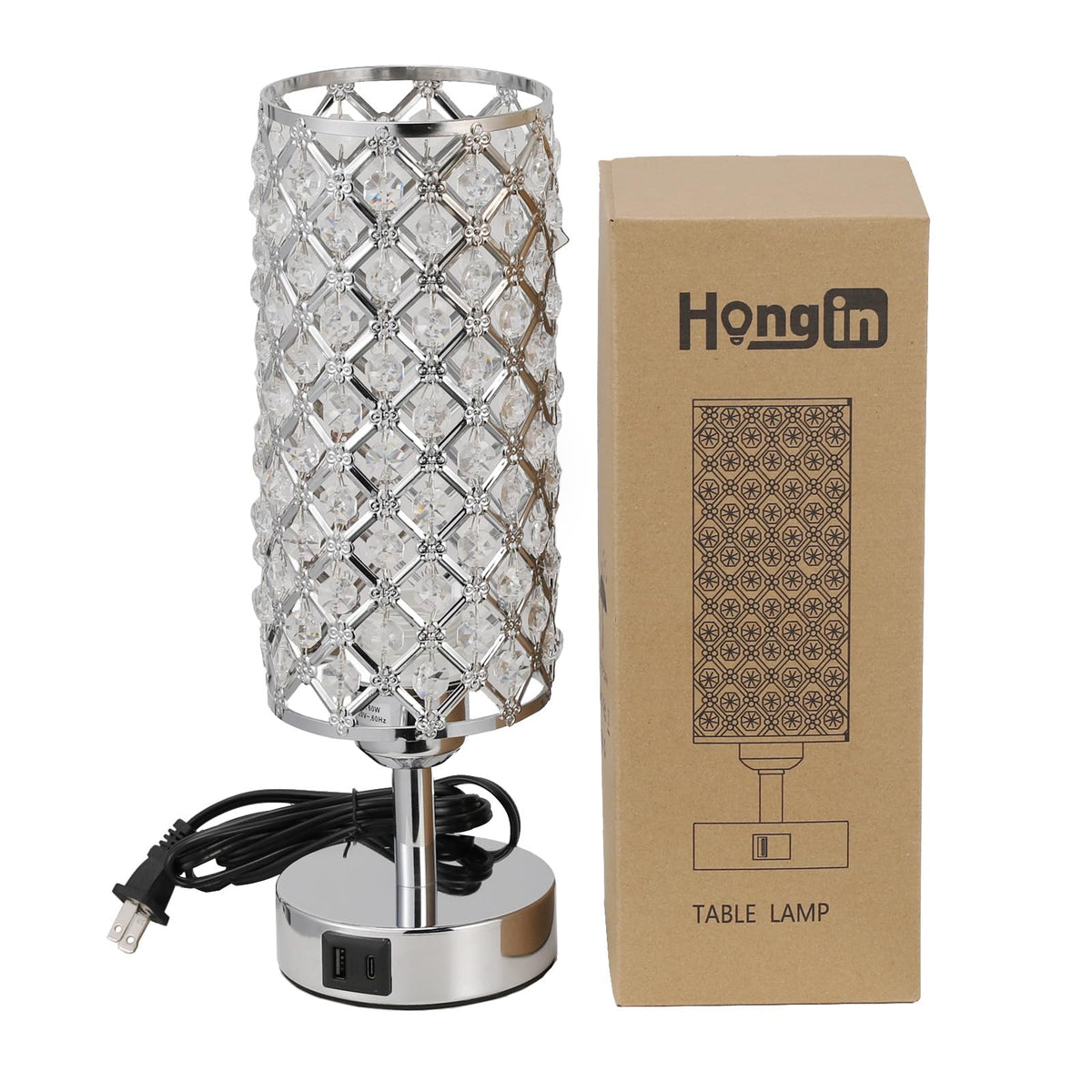 Hong-in crystal touch lamp complements hallway lighting and decor.
