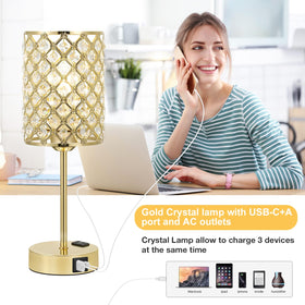 Hong-in Gold Lamps AC outlet reduces desk clutter while powering accessories.