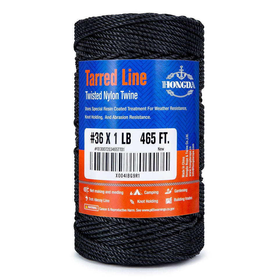 HONGDA tarred bank line spool showing length and strength for tough jobs