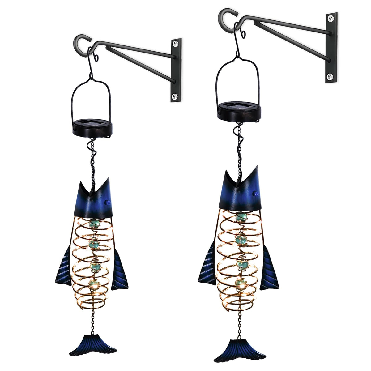 HONGLAND fish lanterns in a 2-pack, ideal for garden lighting at dusk