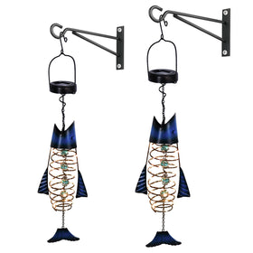HONGLAND fish lanterns in a 2-pack, ideal for garden lighting at dusk