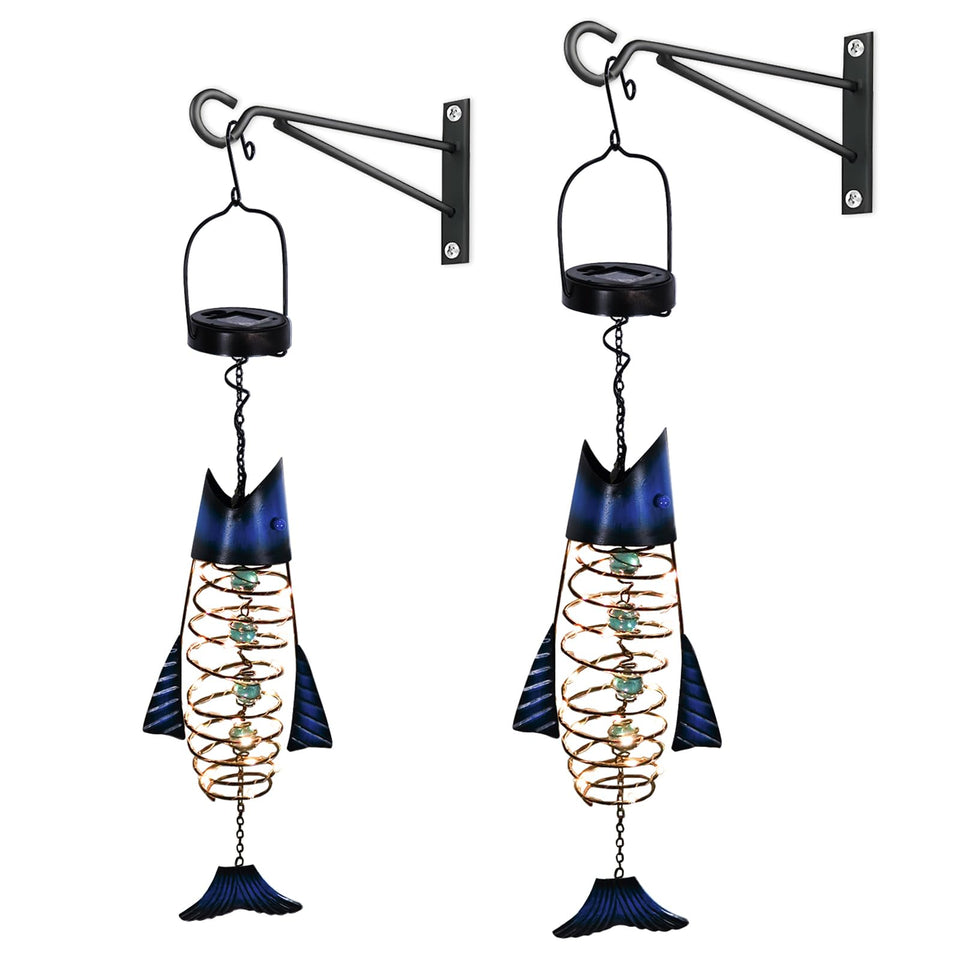 HONGLAND fish lanterns in a 2-pack, ideal for garden lighting at dusk