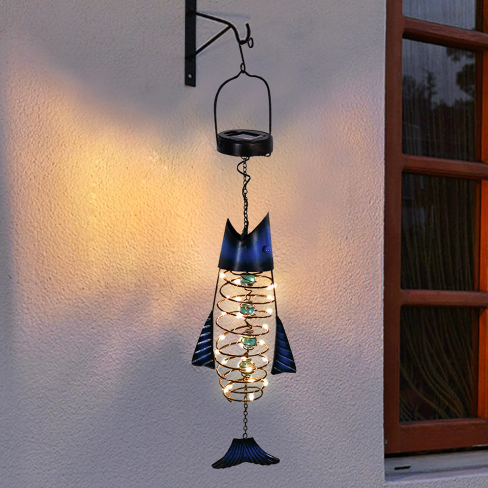 HONGLAND fish lantern with handcrafted design lights your patio at night