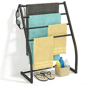 Honiter four-tier towel rack front view showing ample storage.