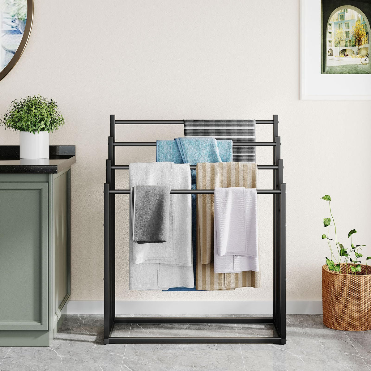 Honiter towel rack bars with 3-1 inch gap promoting airflow