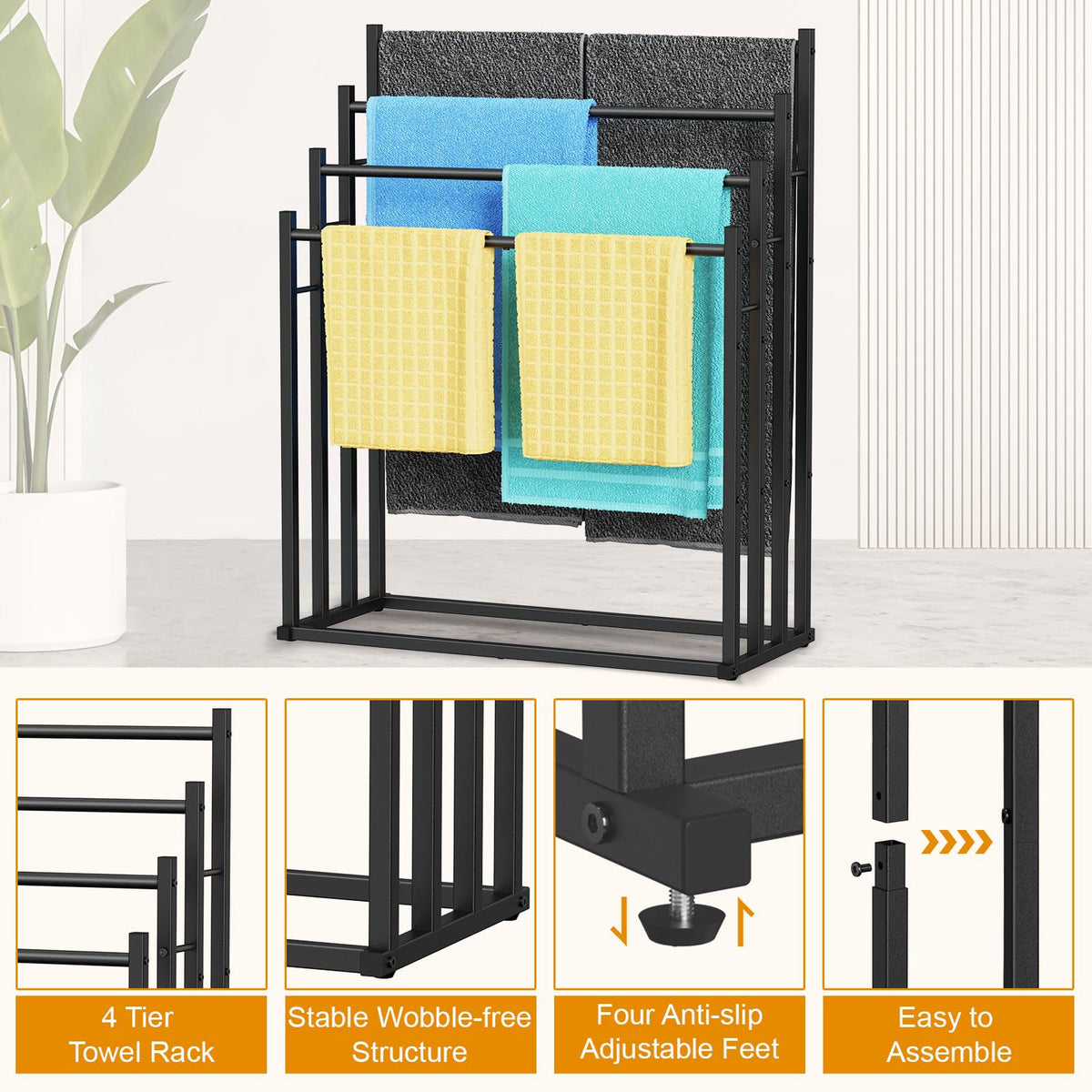 Honiter towel rack easy-assembly setup shown