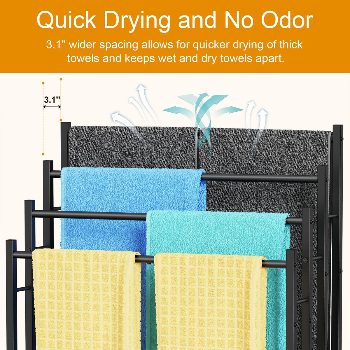 Honiter towel rack suitable for indoor or outdoor poolside use