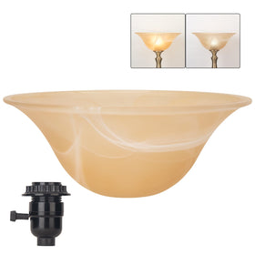 HonoDing alabaster amber glass lamp shade with warm ambient glow.