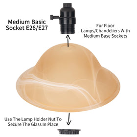 HonoDing e26-compatible glass shade for floor lamps with reliable fit.