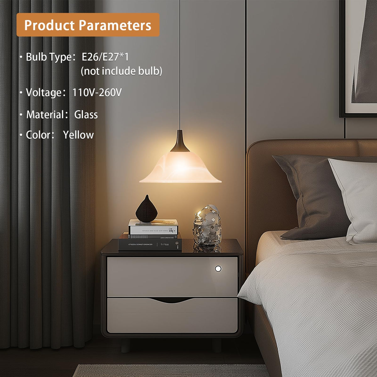 HonoDing marbleized amber glass shade elevates living room decor.