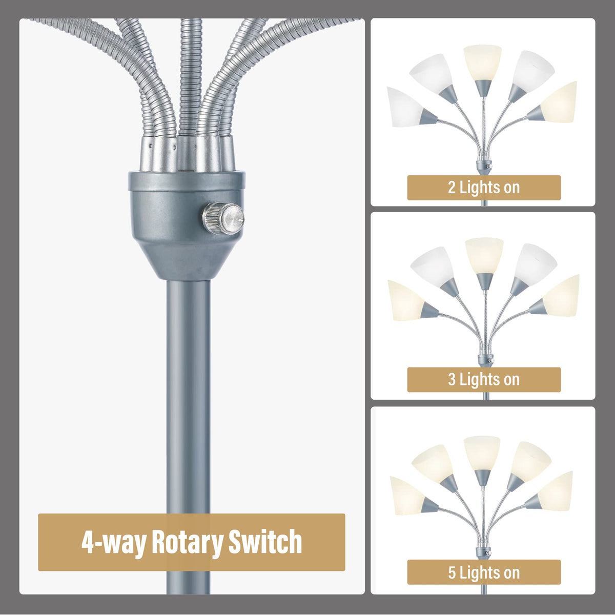 HonoDing Medusa lamp 4-way switch controls two, three, or all heads