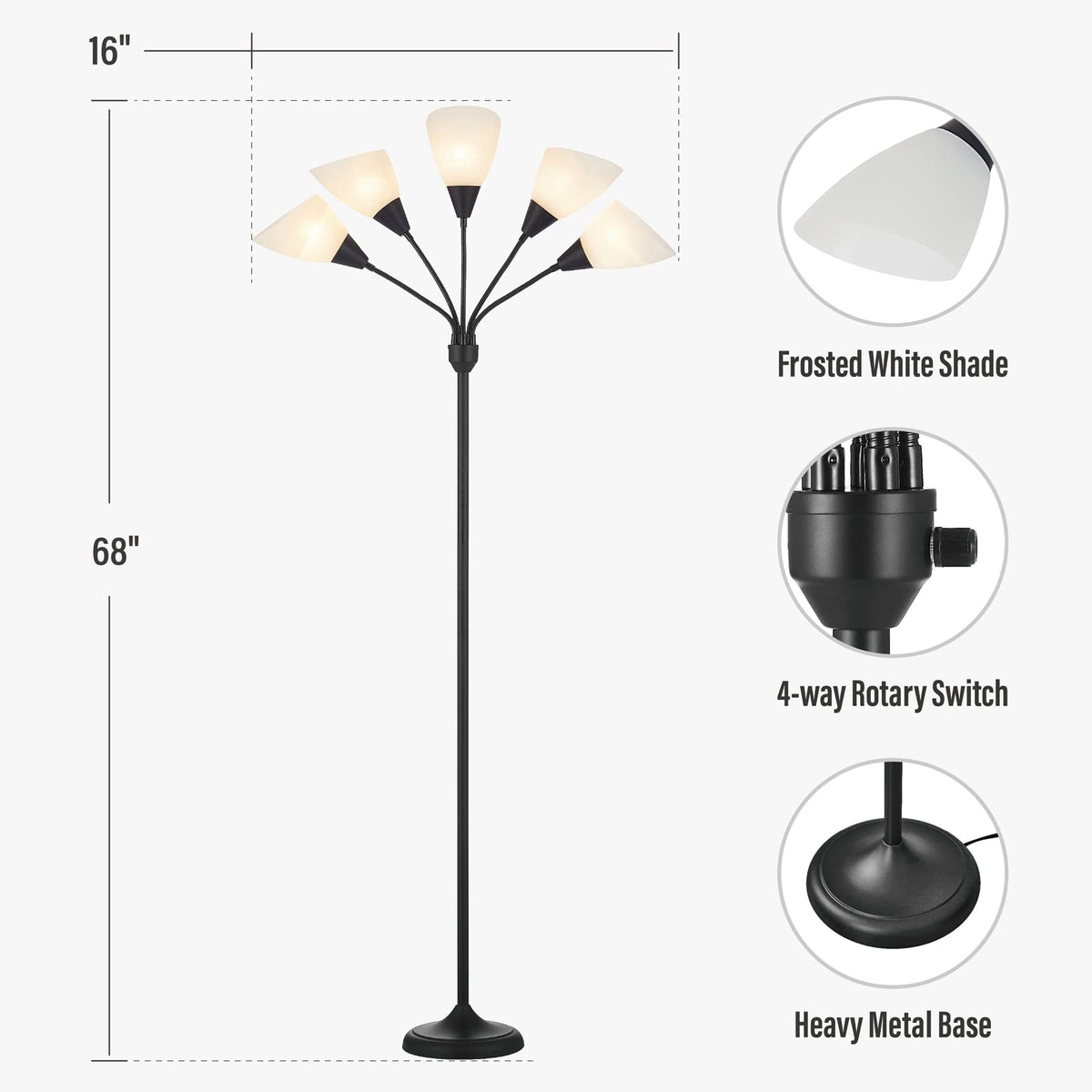 HonoDing Medusa lamp height 68 inches with sturdy base