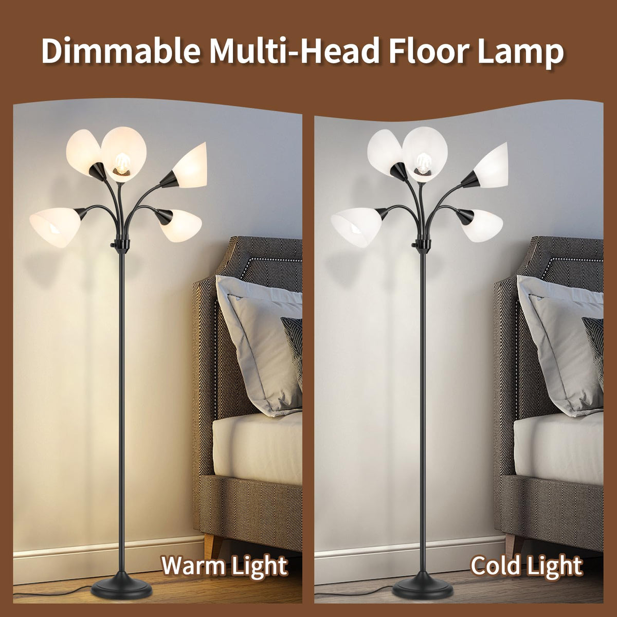 HonoDing Medusa floor lamp with large frosted shade for soft light