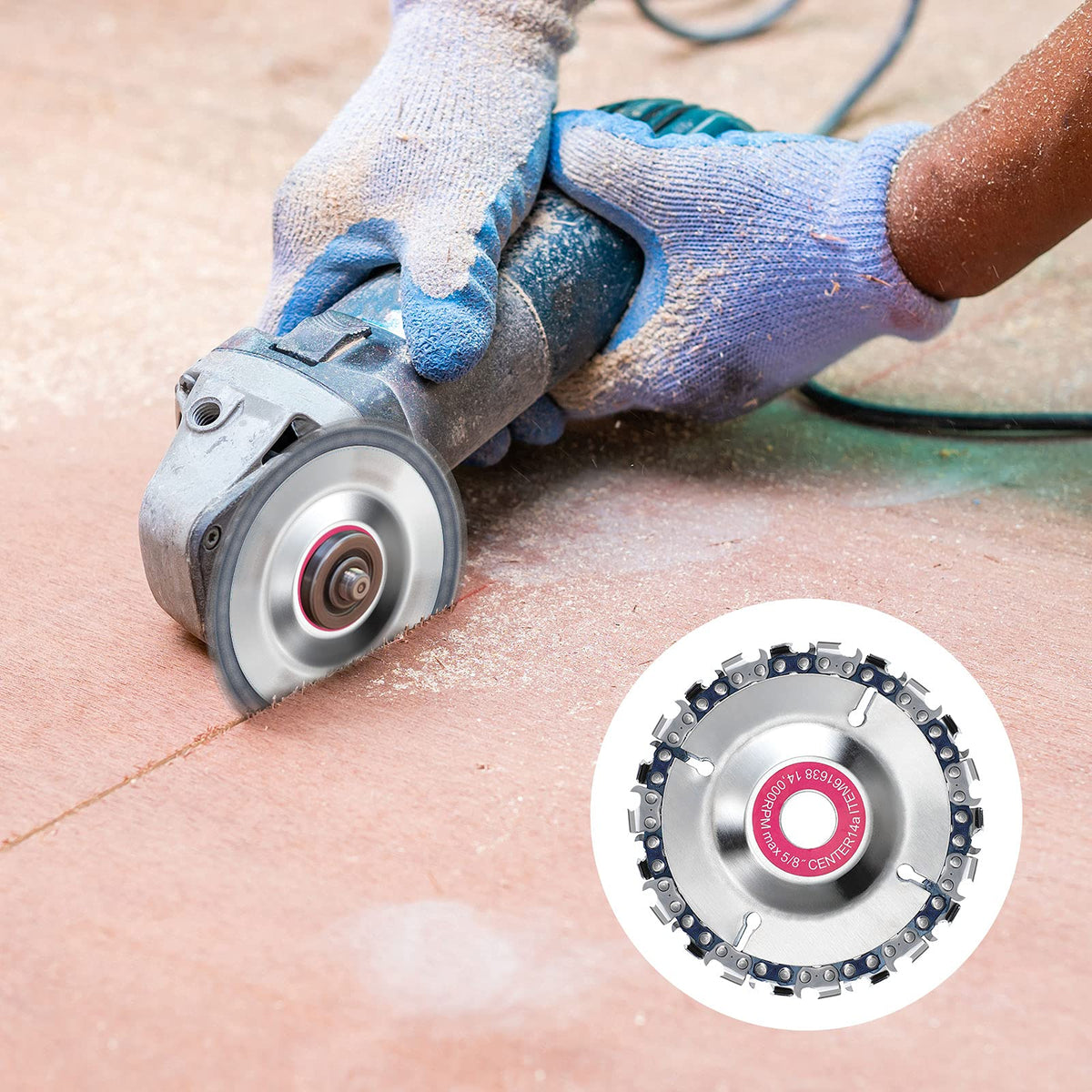 Honoson 22-tooth carving disc demonstrates efficient wood stock removal.