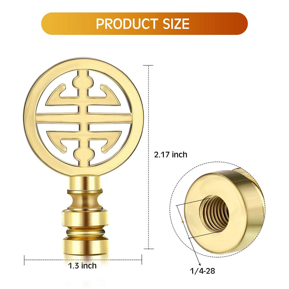 Honoson Asian brass finial closeup shows classic craftsmanship and retro charm.