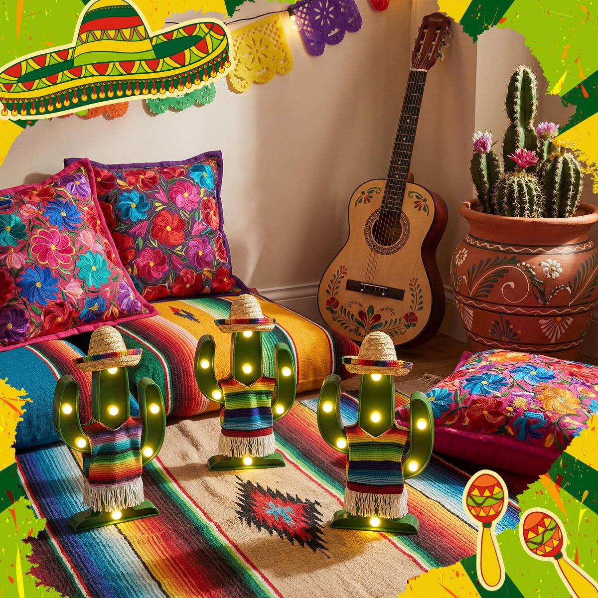 Honoson cactus light multiuse display fits bottles and shelves for versatile decor.