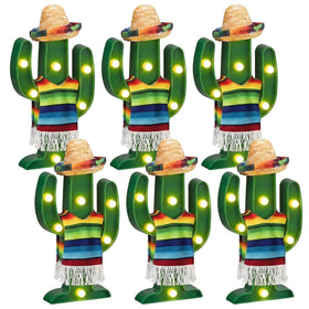 Honoson cactus light sign emits a warm glow for festive Cinco de Mayo table decor.