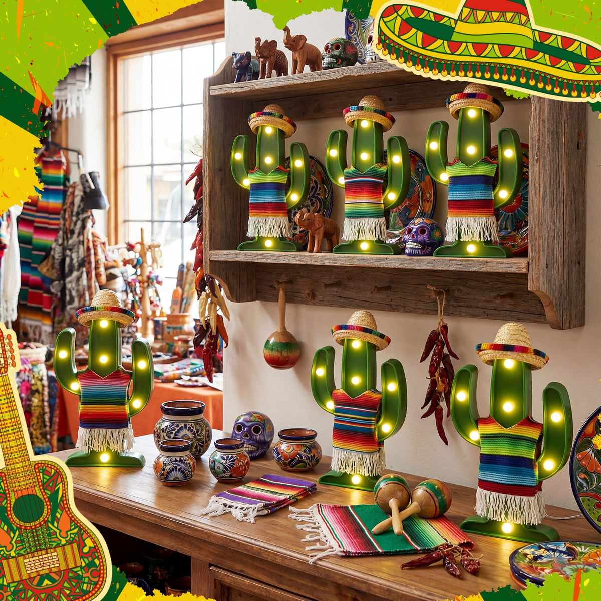 Honoson cactus light wall hanging notch enables easy display.