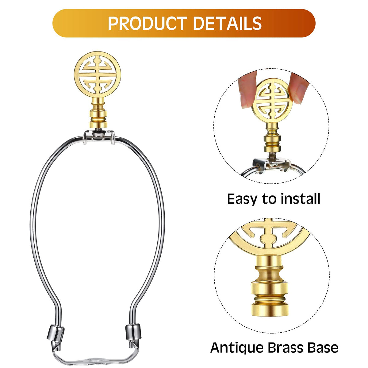 Honoson lamp finial with 1/4-28 thread fits standard lamp harps.